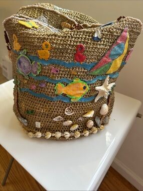 Helen Kaminski Multicolor Straw Bucket Bag hand made in Madagascar 🇲🇬